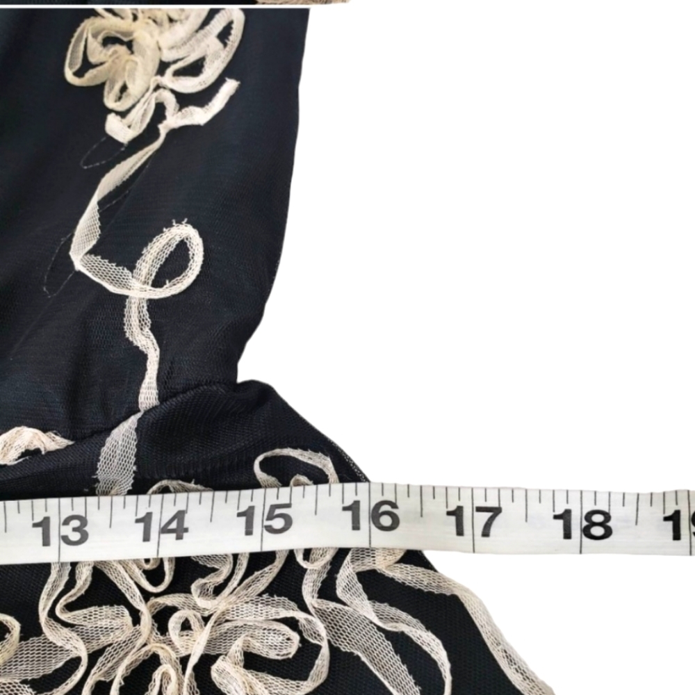 Roberta Black & Cream Floral Embroidered Boho Spaghetti Strap Mini Dress - Picture 9 of 13